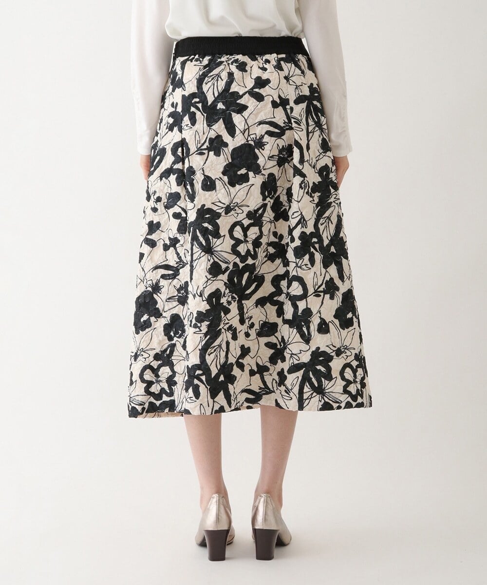 R6HAV45330 HIROKO BIS(小さいサイズ)(メゾン ドゥ サンク) 【小さいサイズ/洗える】フクレジャカードフラワープリントスカート ベージュ系