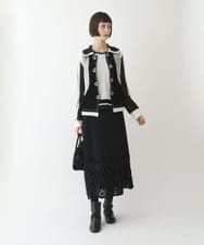 R6HAX16330 HIROKO BIS(小さいサイズ)(メゾン ドゥ サンク) 【小さいサイズ/洗える】ベロア刺繍レースフレアスカート ブラック