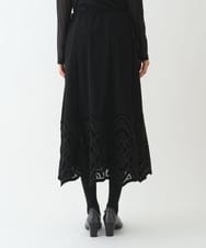 R6HAX16330 HIROKO BIS(小さいサイズ)(メゾン ドゥ サンク) 【小さいサイズ/洗える】ベロア刺繍レースフレアスカート ブラック