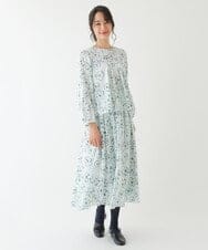 R6HCS02290 HIROKO BIS(小さいサイズ)(メゾン ドゥ サンク) 【小さいサイズ/洗濯機で洗える】フラワープリントフレアスカート ライトブルー