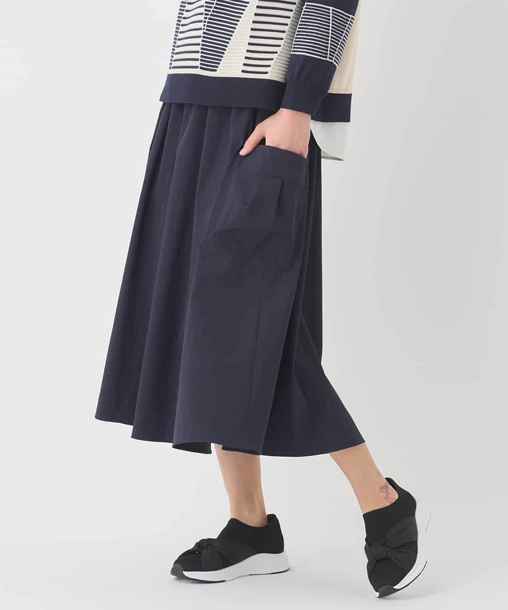 R6HDD80230 HIROKO BIS(小さいサイズ)(メゾン ドゥ サンク) 【小さいサイズ】ハイストレッチギャザーフレアスカート ライトグレー