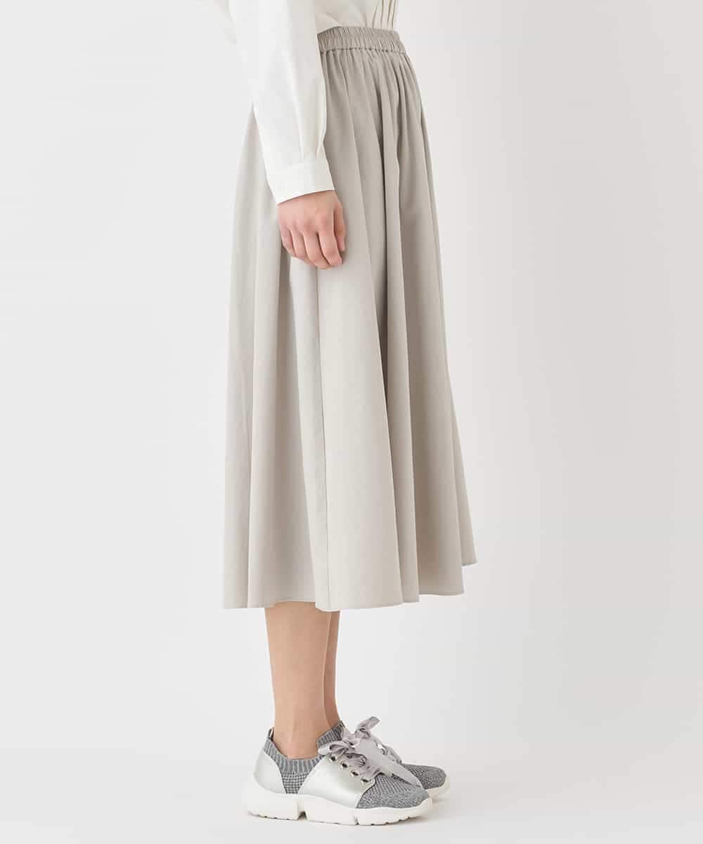 R6HDD80230 HIROKO BIS(小さいサイズ)(メゾン ドゥ サンク) 【小さいサイズ】ハイストレッチギャザーフレアスカート ライトグレー