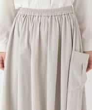 R6HDD80230 HIROKO BIS(小さいサイズ)(メゾン ドゥ サンク) 【小さいサイズ】ハイストレッチギャザーフレアスカート ライトグレー