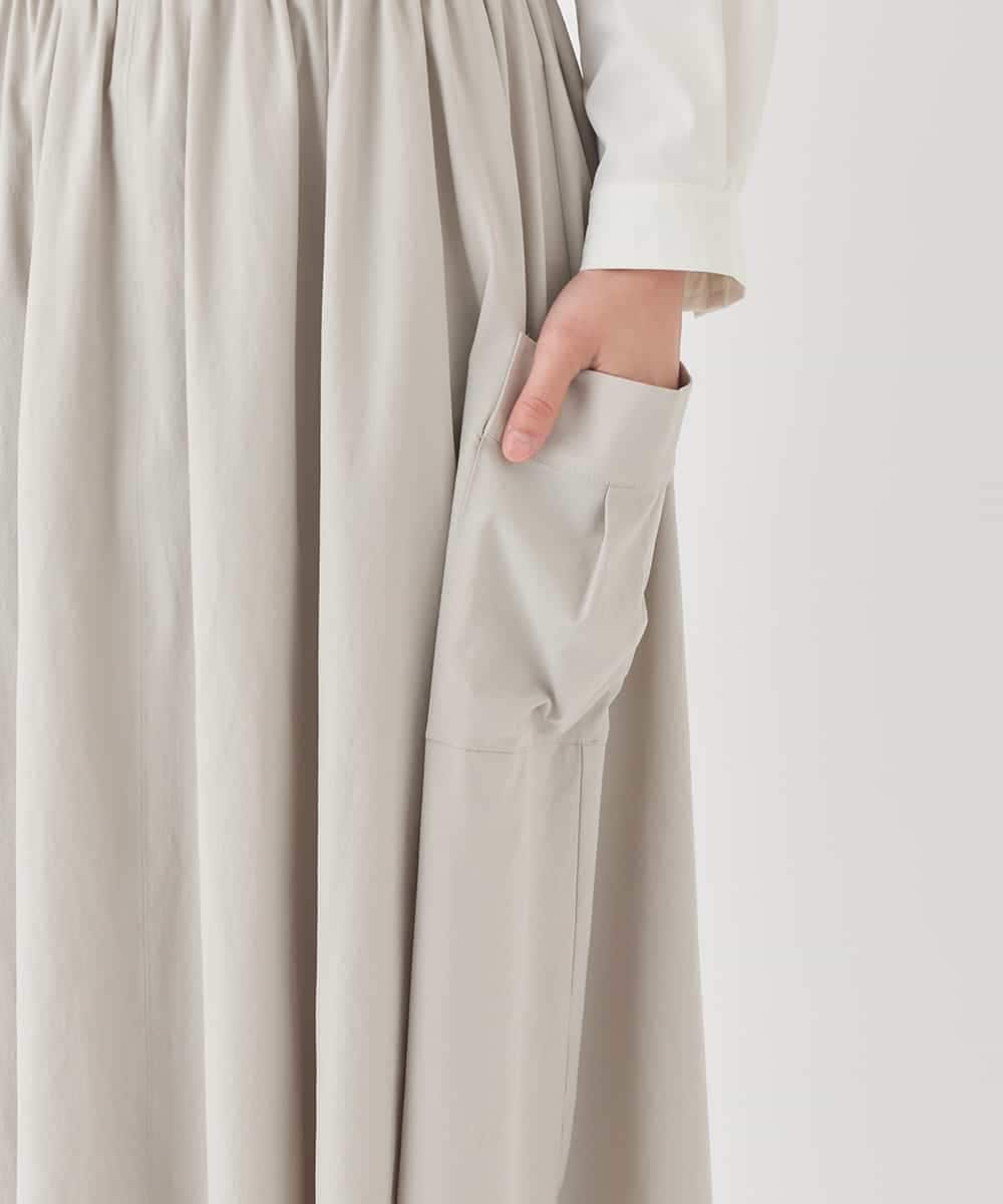 R6HDD80230 HIROKO BIS(小さいサイズ)(メゾン ドゥ サンク) 【小さいサイズ】ハイストレッチギャザーフレアスカート ライトグレー