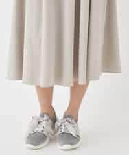 R6HDD80230 HIROKO BIS(小さいサイズ)(メゾン ドゥ サンク) 【小さいサイズ】ハイストレッチギャザーフレアスカート ライトグレー