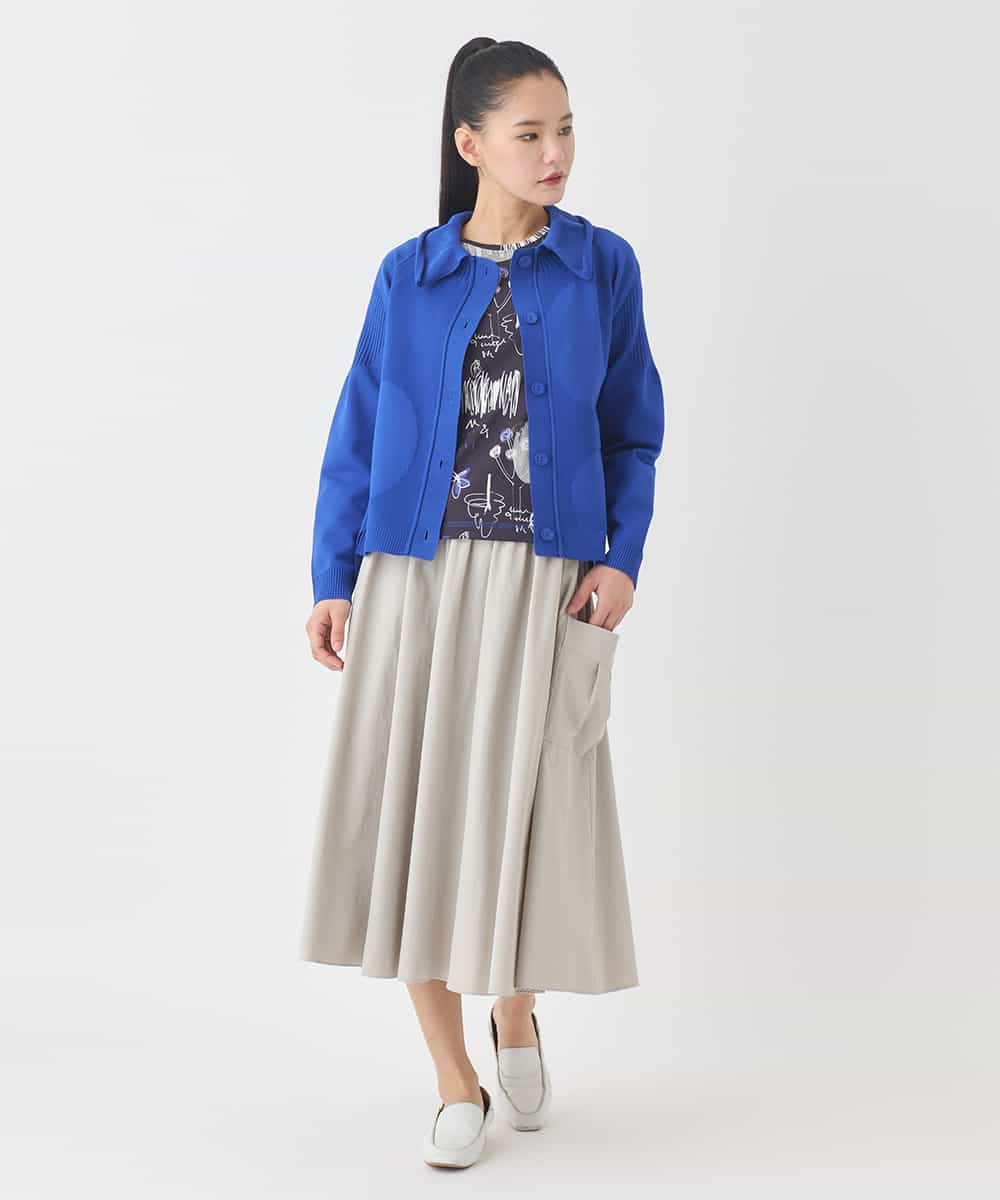 R6HDD80230 HIROKO BIS(小さいサイズ)(メゾン ドゥ サンク) 【小さいサイズ】ハイストレッチギャザーフレアスカート ライトグレー