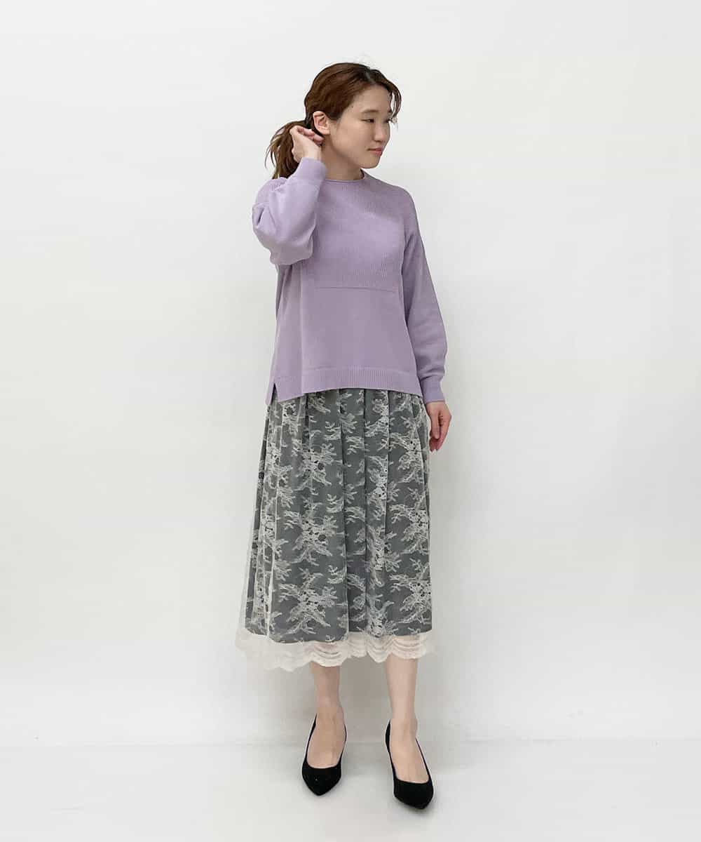R6HDP15290 HIROKO BIS(小さいサイズ)(メゾン ドゥ サンク) 【小さいサイズ/洗える】チュールレースフレアスカート アイボリー