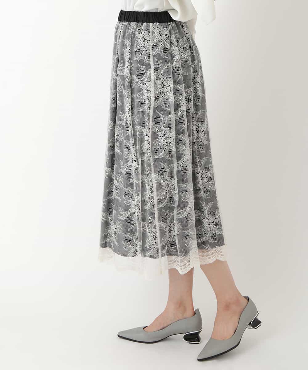 R6HDP15290 HIROKO BIS(小さいサイズ)(メゾン ドゥ サンク) 【小さいサイズ/洗える】チュールレースフレアスカート アイボリー