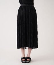 R6HEA33360 HIROKO BIS(小さいサイズ)(メゾン ドゥ サンク) 【小さいサイズ】ランダムストライプチュールスカート ブラック