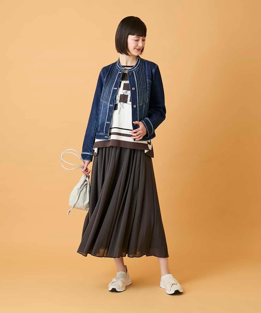 R6HED51290 HIROKO BIS(小さいサイズ)(メゾン ドゥ サンク) 【小さいサイズ】かまぼこプリーツスカート ダークグレー