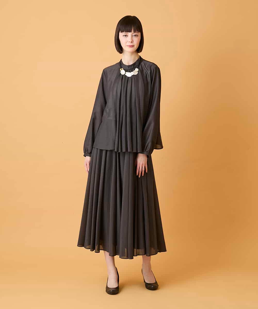 R6HED51290 HIROKO BIS(小さいサイズ)(メゾン ドゥ サンク) 【小さいサイズ】かまぼこプリーツスカート ダークグレー