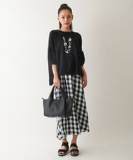 R6HFB36290 HIROKO BIS(小さいサイズ)(メゾン ドゥ サンク) アシンメトリーヘムギンガムスカート ブラック系