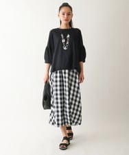 R6HFB36290 HIROKO BIS(小さいサイズ)(メゾン ドゥ サンク) アシンメトリーヘムギンガムスカート ブラック系