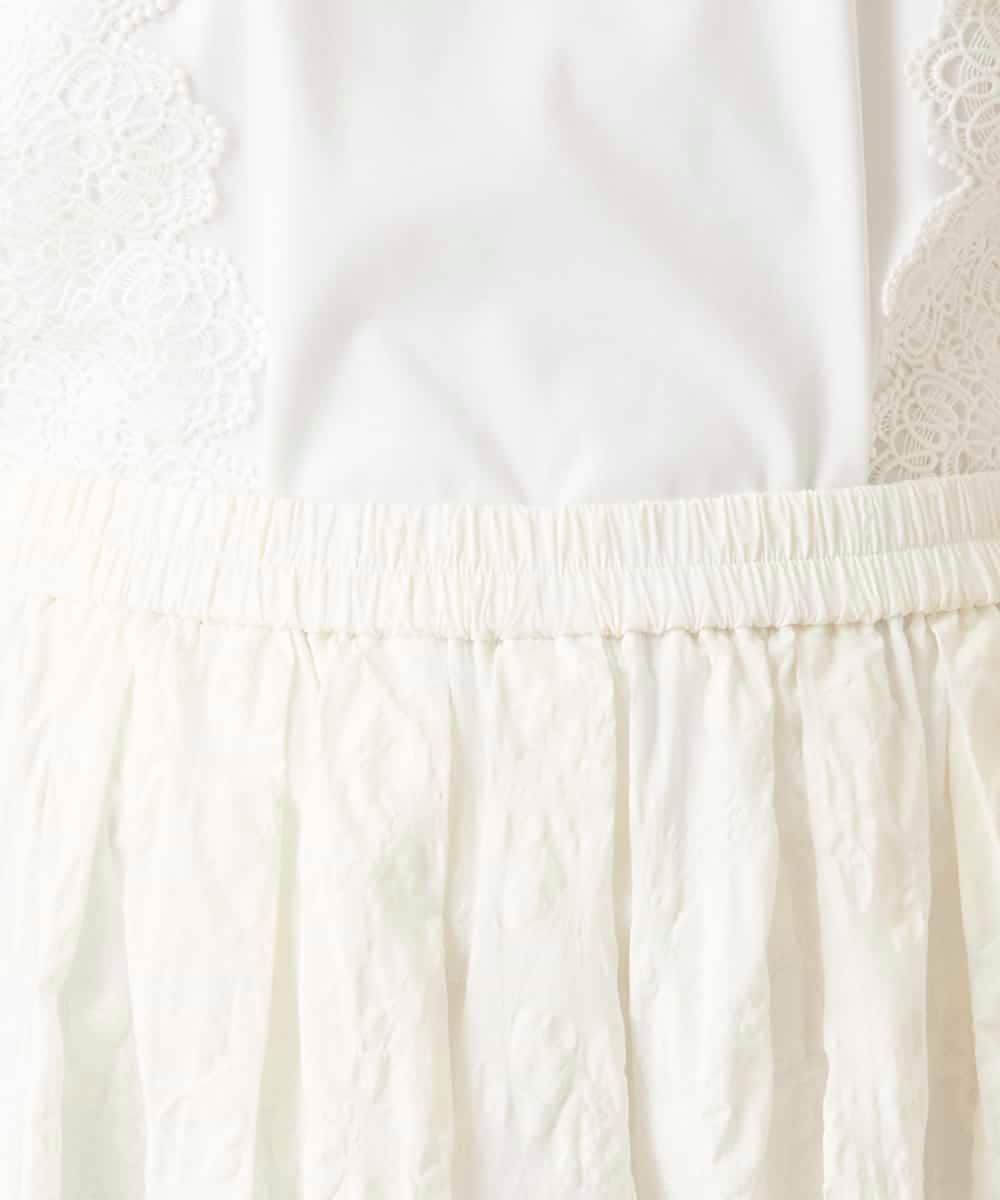 R6HFD26290 HIROKO BIS(小さいサイズ)(メゾン ドゥ サンク) 【小さいサイズ】ボタニカルモチーフスカート ホワイト