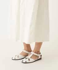 R6HFD26290 HIROKO BIS(小さいサイズ)(メゾン ドゥ サンク) 【小さいサイズ】ボタニカルモチーフスカート ホワイト