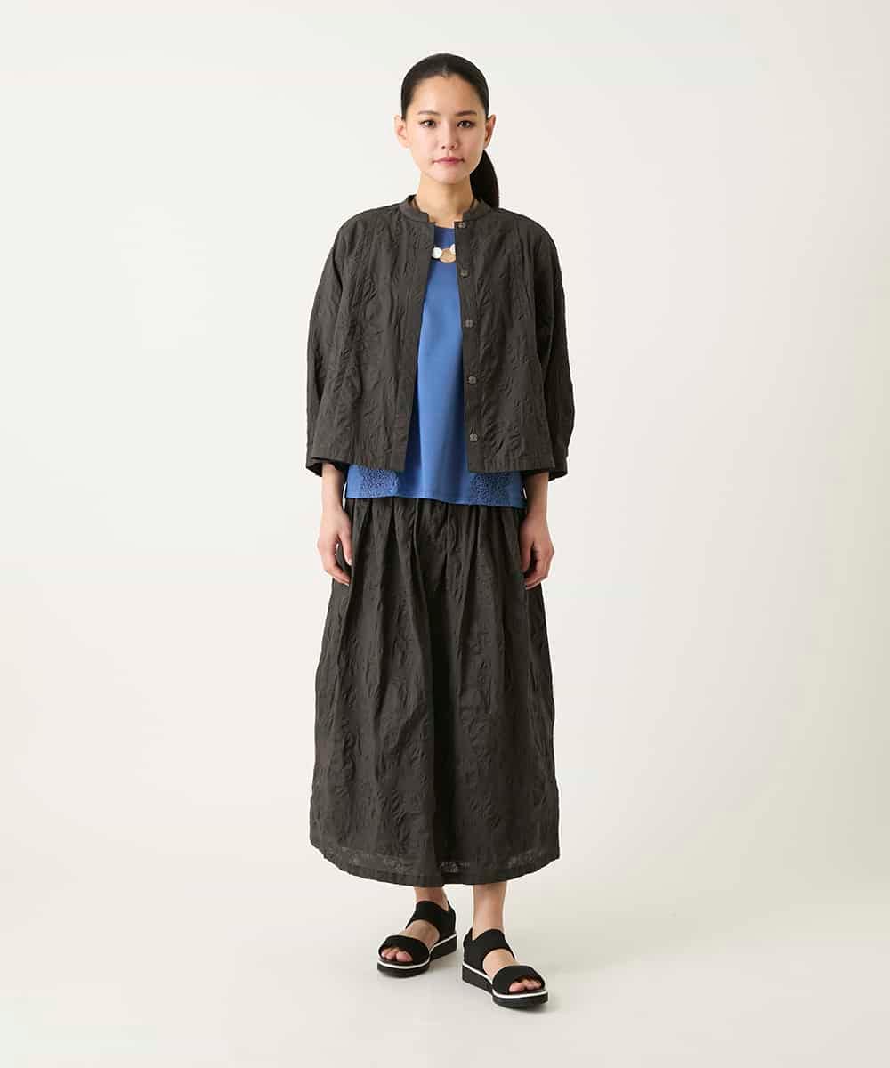 R6HFD26290 HIROKO BIS(小さいサイズ)(メゾン ドゥ サンク) 【小さいサイズ】ボタニカルモチーフスカート ホワイト