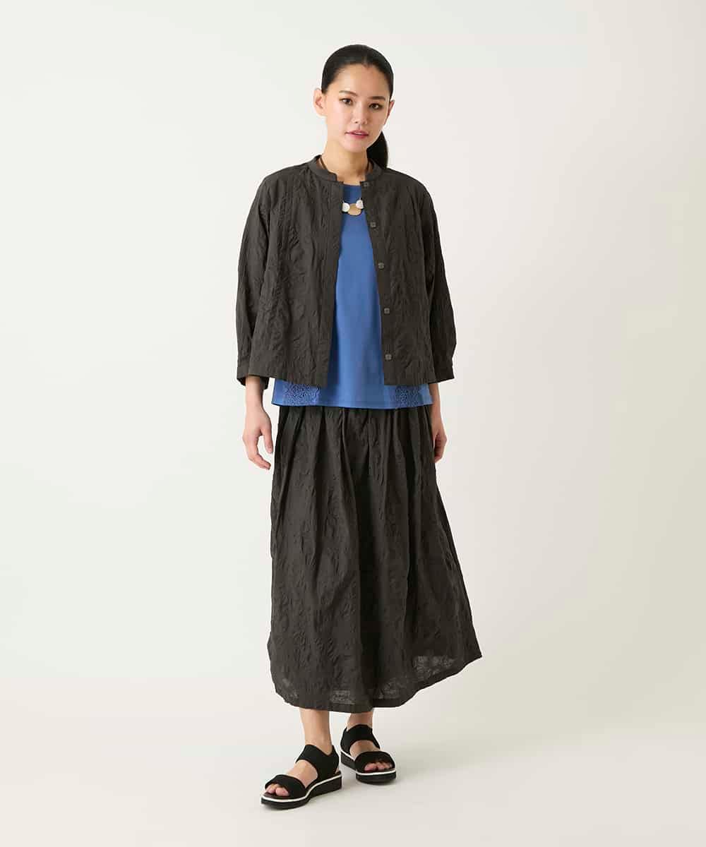 R6HFD26290 HIROKO BIS(小さいサイズ)(メゾン ドゥ サンク) 【小さいサイズ】ボタニカルモチーフスカート ホワイト