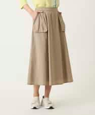 R6HFD31290 HIROKO BIS(小さいサイズ)(メゾン ドゥ サンク) 【小さいサイズ】リネンライクアウトポケットフレアスカート ベージュ