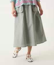 R6HFD31290 HIROKO BIS(小さいサイズ)(メゾン ドゥ サンク) 【小さいサイズ】リネンライクアウトポケットフレアスカート ベージュ