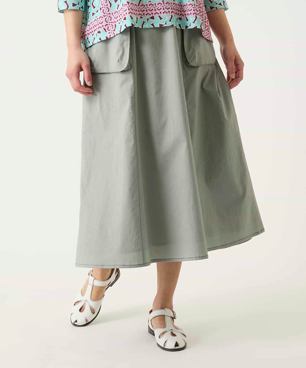 R6HFD31290 HIROKO BIS(小さいサイズ)(メゾン ドゥ サンク) 【小さいサイズ】リネンライクアウトポケットフレアスカート ベージュ