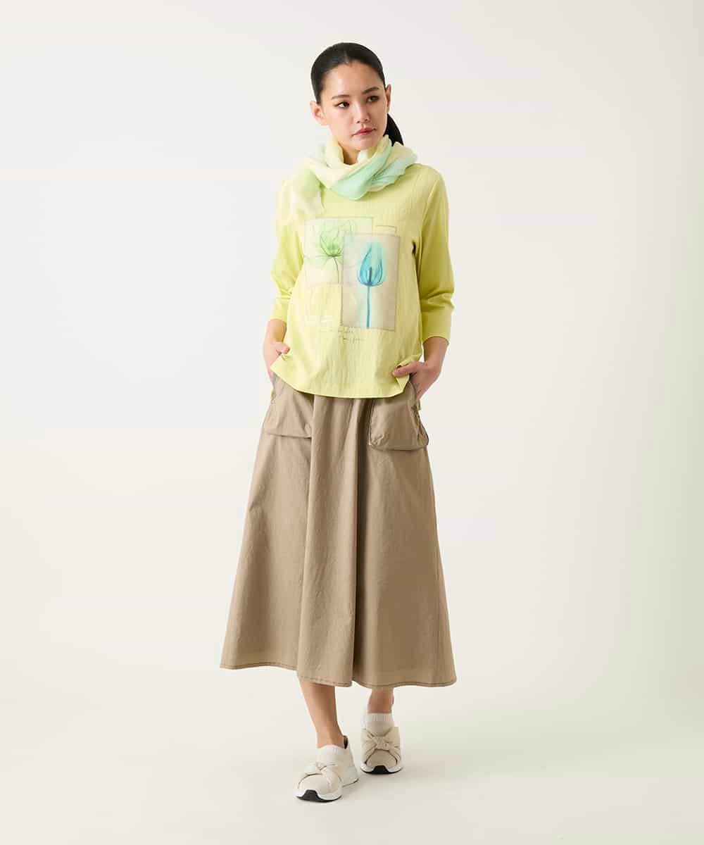 R6HFD31290 HIROKO BIS(小さいサイズ)(メゾン ドゥ サンク) 【小さいサイズ】リネンライクアウトポケットフレアスカート ベージュ