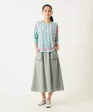 R6HFD31290 HIROKO BIS(小さいサイズ)(メゾン ドゥ サンク) 【小さいサイズ】リネンライクアウトポケットフレアスカート ベージュ