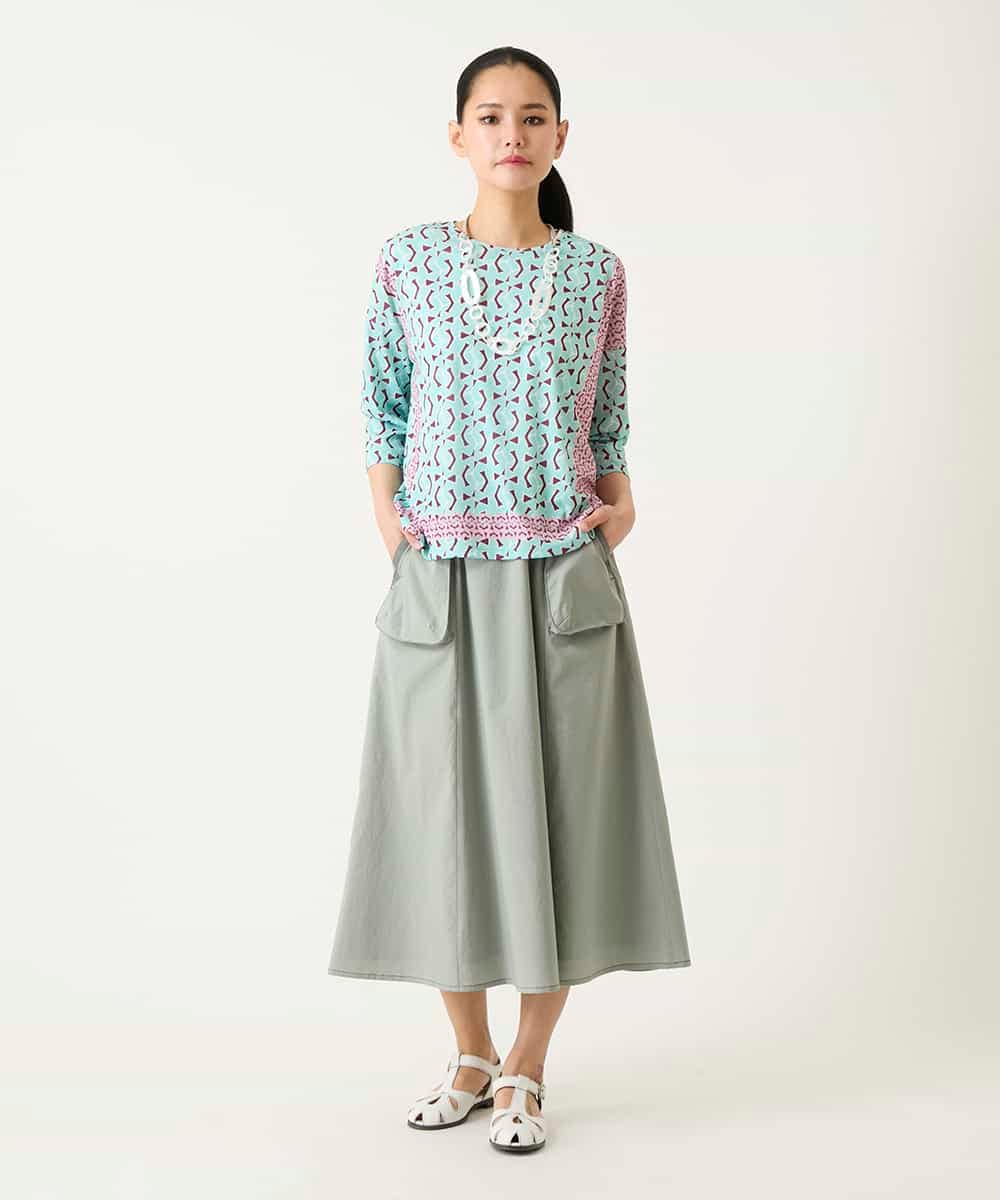 R6HFD31290 HIROKO BIS(小さいサイズ)(メゾン ドゥ サンク) 【小さいサイズ】リネンライクアウトポケットフレアスカート ベージュ