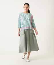 R6HFD31290 HIROKO BIS(小さいサイズ)(メゾン ドゥ サンク) 【小さいサイズ】リネンライクアウトポケットフレアスカート ベージュ