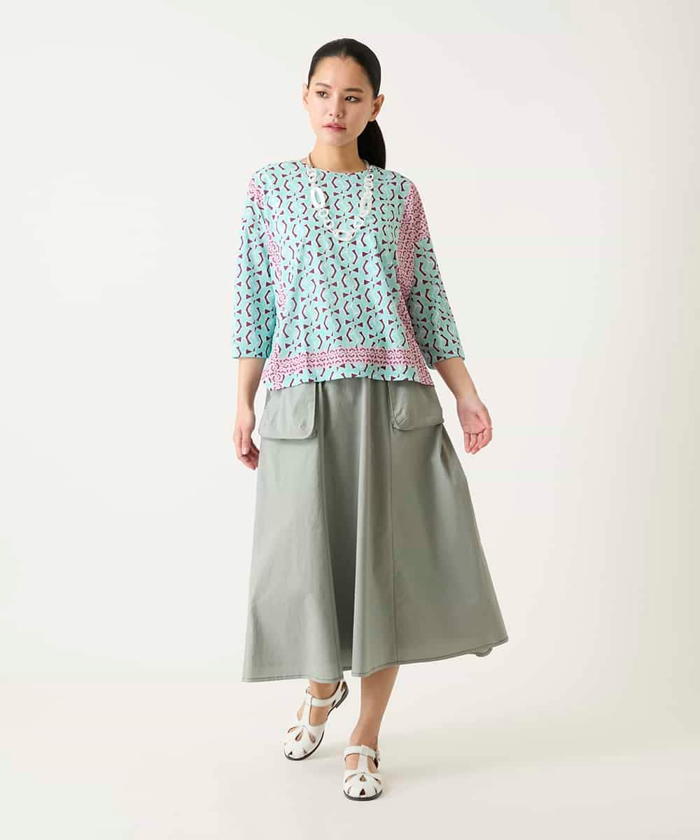 R6HFD31290 HIROKO BIS(小さいサイズ)(メゾン ドゥ サンク) 【小さいサイズ】リネンライクアウトポケットフレアスカート ベージュ