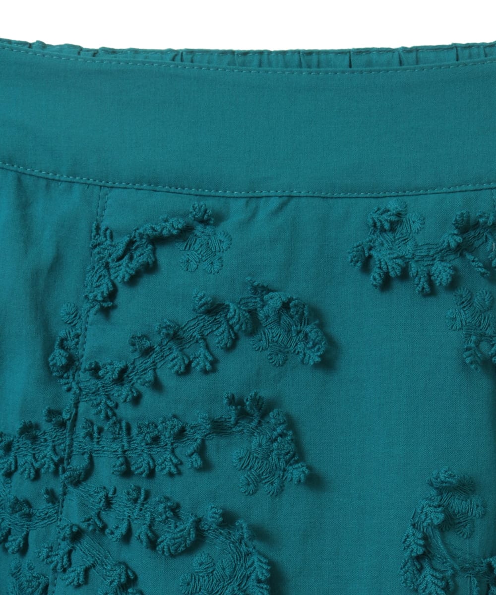 R6HGQ16290 HIROKO BIS(小さいサイズ)(メゾン ドゥ サンク) 【小さいサイズ/洗える】立体刺繍フレアスカート グリーン