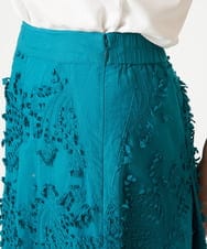 R6HGQ16290 HIROKO BIS(小さいサイズ)(メゾン ドゥ サンク) 【小さいサイズ/洗える】立体刺繍フレアスカート グリーン