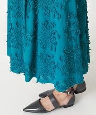 R6HGQ16290 HIROKO BIS(小さいサイズ)(メゾン ドゥ サンク) 【小さいサイズ/洗える】立体刺繍フレアスカート グリーン