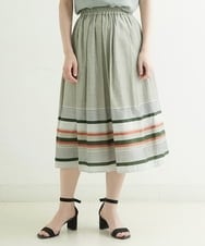 R6HIP06290 HIROKO BIS(小さいサイズ)(メゾン ドゥ サンク) 【小さいサイズ】ボーダージャカードスカート グリーン