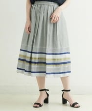 R6HIP06290 HIROKO BIS(小さいサイズ)(メゾン ドゥ サンク) 【小さいサイズ】ボーダージャカードスカート グリーン