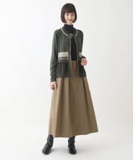 R6HJW30260 HIROKO BIS(小さいサイズ)(メゾン ドゥ サンク) 【小さいサイズ】ハイウエストタックフレアスカート /洗濯機で洗える カーキ