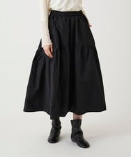 R6HLE02270 HIROKO BIS(小さいサイズ)(メゾン ドゥ サンク) 【小さいサイズ】ライトタフタティアードスカート ブラック