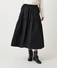 R6HLE02270 HIROKO BIS(小さいサイズ)(メゾン ドゥ サンク) 【小さいサイズ】ライトタフタティアードスカート ブラック