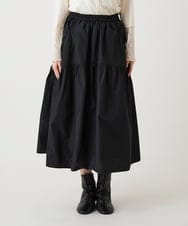 R6HLE02270 HIROKO BIS(小さいサイズ)(メゾン ドゥ サンク) 【小さいサイズ】ライトタフタティアードスカート ブラック