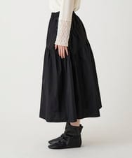 R6HLE02270 HIROKO BIS(小さいサイズ)(メゾン ドゥ サンク) 【小さいサイズ】ライトタフタティアードスカート ブラック