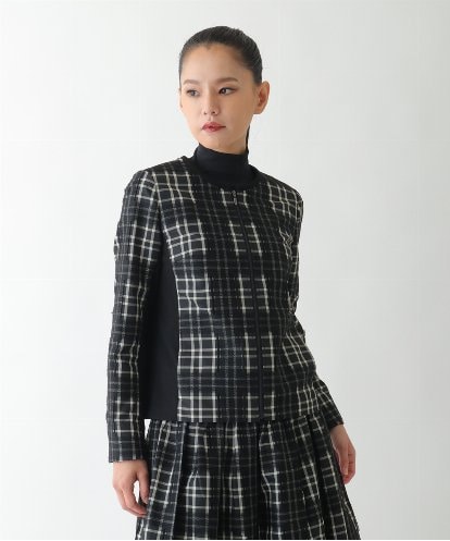 R6JAE50430 HIROKO BIS(小さいサイズ) チェックジャカードジップアップジャケット