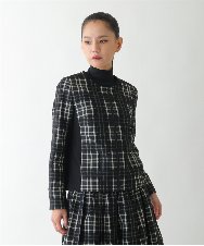 R6JAE50430 HIROKO BIS(小さいサイズ)(メゾン ドゥ サンク) チェックジャカードジップアップジャケット ブラック