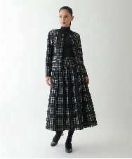 R6JAE50430 HIROKO BIS(小さいサイズ)(メゾン ドゥ サンク) チェックジャカードジップアップジャケット ブラック