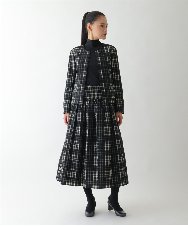 R6JAE50430 HIROKO BIS(小さいサイズ)(メゾン ドゥ サンク) チェックジャカードジップアップジャケット ブラック