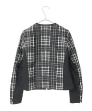 R6JAE50430 HIROKO BIS(小さいサイズ)(メゾン ドゥ サンク) 【小さいサイズ】チェックジャカードジップアップジャケット ブラック