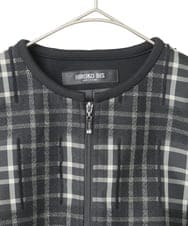 R6JAE50430 HIROKO BIS(小さいサイズ)(メゾン ドゥ サンク) 【小さいサイズ】チェックジャカードジップアップジャケット ブラック