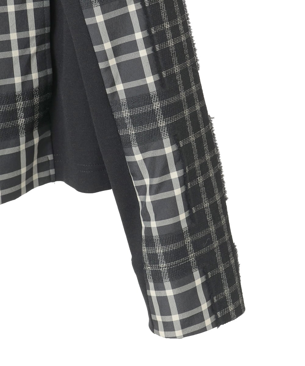 R6JAE50430 HIROKO BIS(小さいサイズ)(メゾン ドゥ サンク) 【小さいサイズ】チェックジャカードジップアップジャケット ブラック