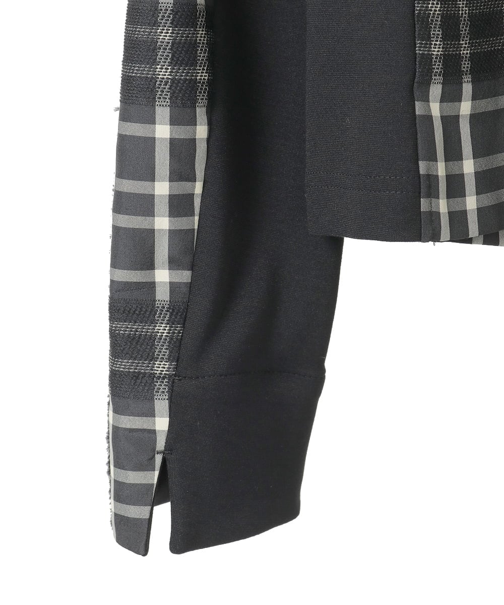 R6JAE50430 HIROKO BIS(小さいサイズ)(メゾン ドゥ サンク) 【小さいサイズ】チェックジャカードジップアップジャケット ブラック