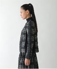 R6JAE50430 HIROKO BIS(小さいサイズ)(メゾン ドゥ サンク) チェックジャカードジップアップジャケット ブラック