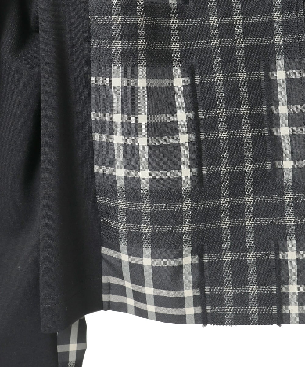 R6JAE50430 HIROKO BIS(小さいサイズ)(メゾン ドゥ サンク) 【小さいサイズ】チェックジャカードジップアップジャケット ブラック