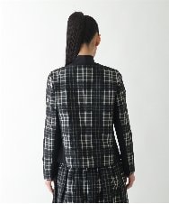 R6JAE50430 HIROKO BIS(小さいサイズ)(メゾン ドゥ サンク) チェックジャカードジップアップジャケット ブラック